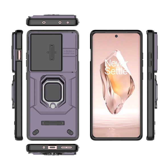 For OnePlus ACE 3 5G Sliding Camshield TPU + PC Shockproof Phone Case with Holder(Purple)