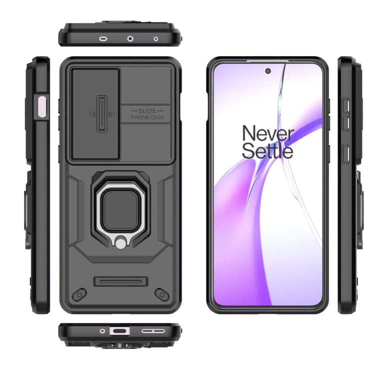 For OnePlus ACE 3V Sliding Camshield TPU + PC Shockproof Phone Case with Holder(Black)