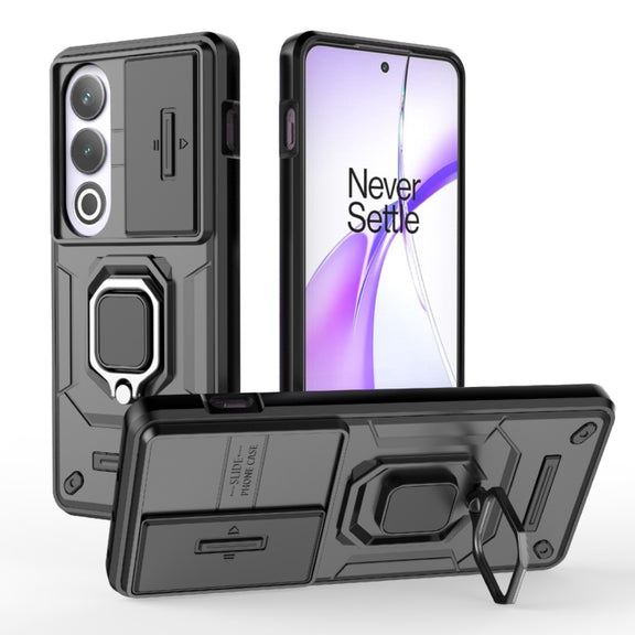 For OnePlus ACE 3V Sliding Camshield TPU + PC Shockproof Phone Case with Holder(Black)