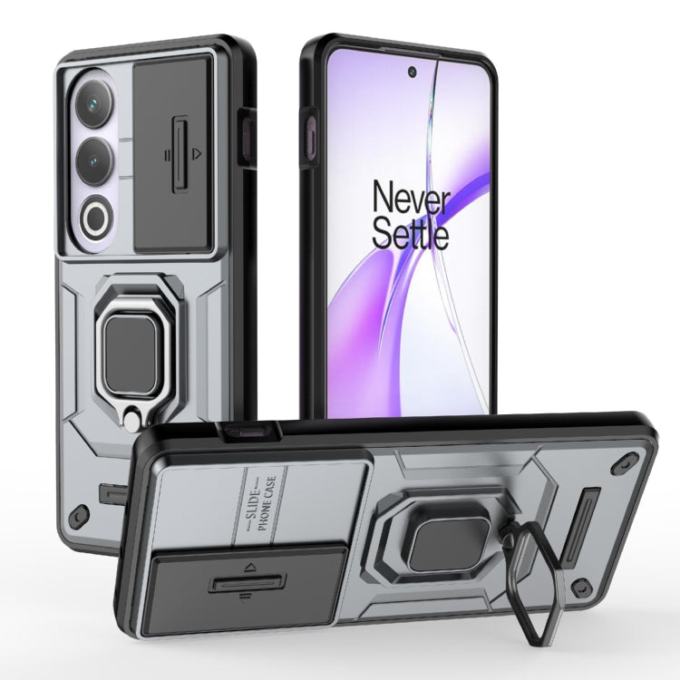 For OnePlus ACE 3V Sliding Camshield TPU + PC Shockproof Phone Case with Holder(Grey)