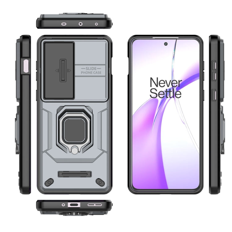 For OnePlus ACE 3V Sliding Camshield TPU + PC Shockproof Phone Case with Holder(Grey)