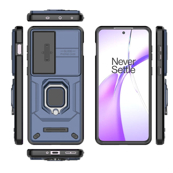 For OnePlus ACE 3V Sliding Camshield TPU + PC Shockproof Phone Case with Holder(Blue)
