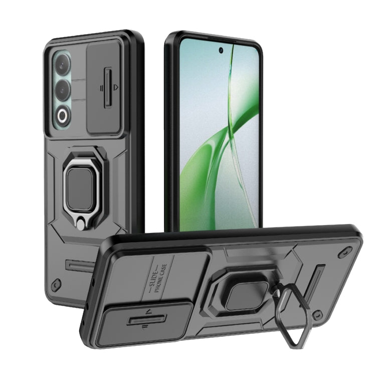For OnePlus Nord CE4 5G Global Sliding Camshield TPU + PC Shockproof Phone Case with Holder(Black)