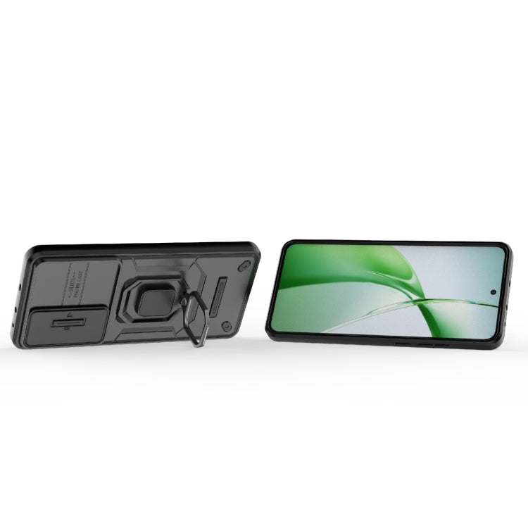 For OnePlus Nord CE4 5G Global Sliding Camshield TPU + PC Shockproof Phone Case with Holder(Black)