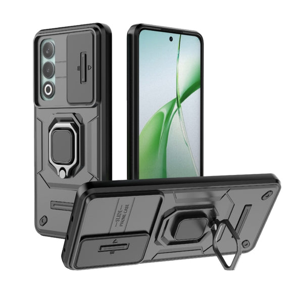 For OnePlus Nord CE4 5G Global Sliding Camshield TPU + PC Shockproof Phone Case with Holder(Black)