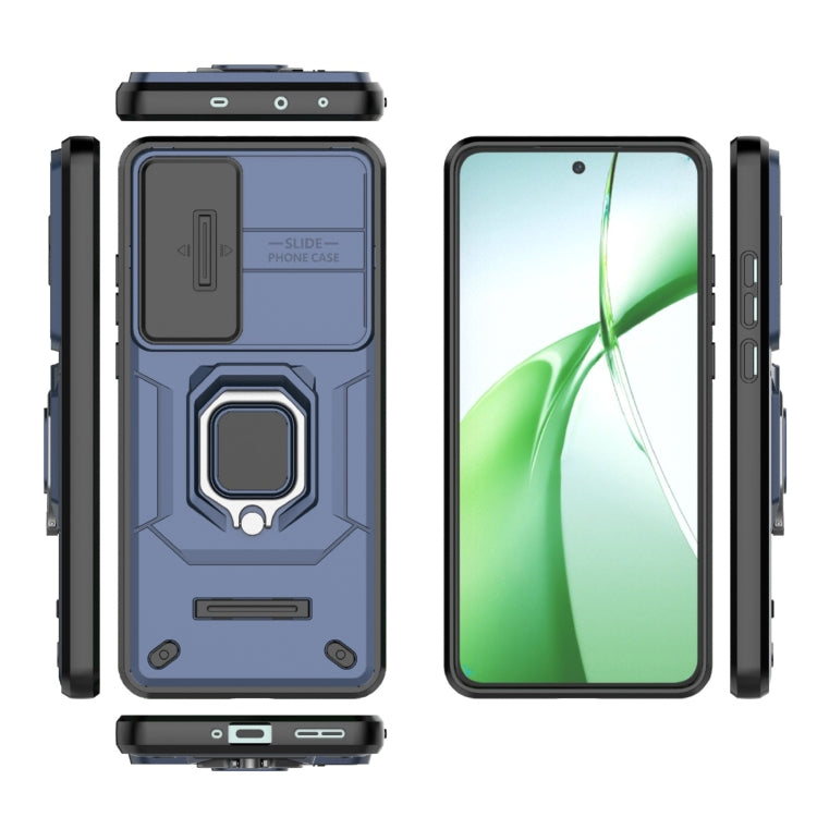 For OnePlus Nord CE4 5G Global Sliding Camshield TPU + PC Shockproof Phone Case with Holder(Blue)