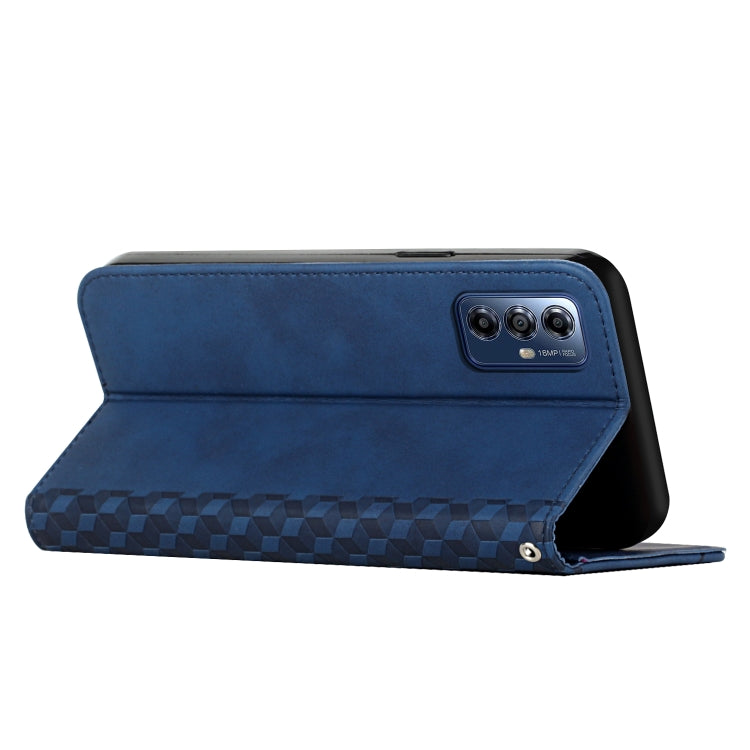 For Motorola Moto G Play 2024 Diamond Splicing Skin Feel Magnetic Leather Phone Case(Blue)