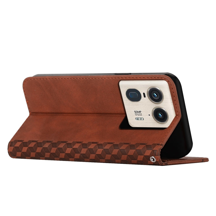 For Motorola Edge 50 Ultra Diamond Splicing Skin Feel Magnetic Leather Phone Case(Brown)