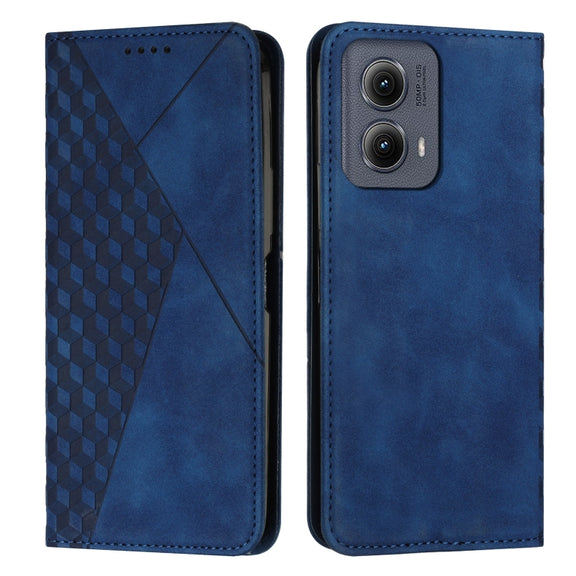 For Motorola Edge 2024 Diamond Splicing Skin Feel Magnetic Leather Phone Case(Blue)
