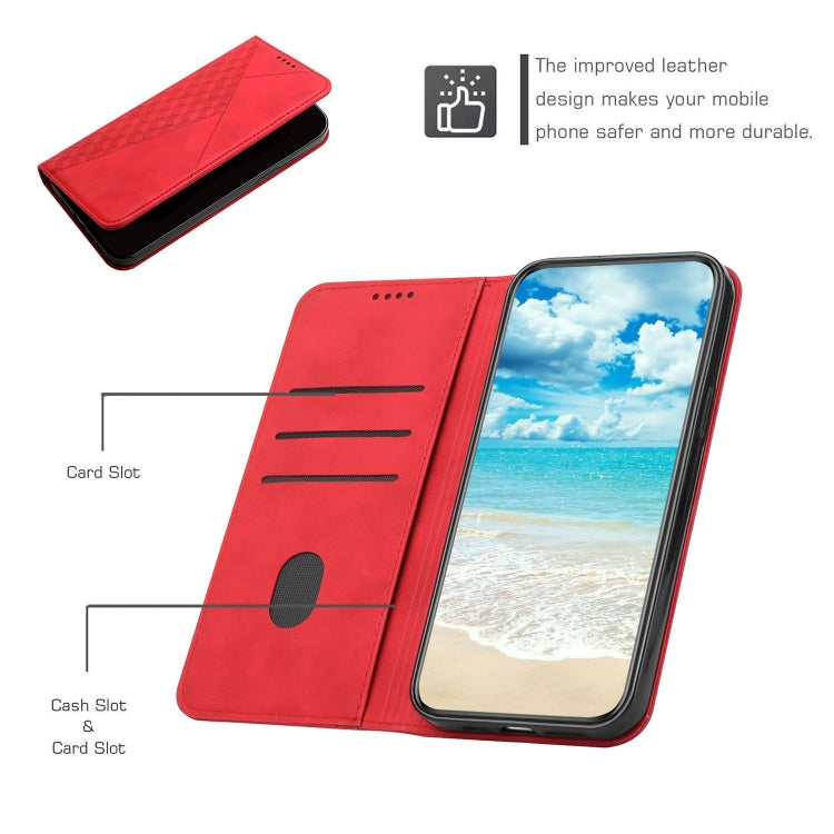 For Motorola Edge 2024 Diamond Splicing Skin Feel Magnetic Leather Phone Case(Red)