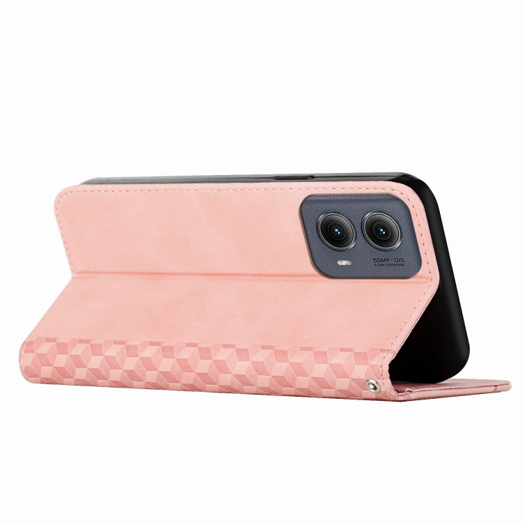 For Motorola Edge 2024 Diamond Splicing Skin Feel Magnetic Leather Phone Case(Rose Gold)