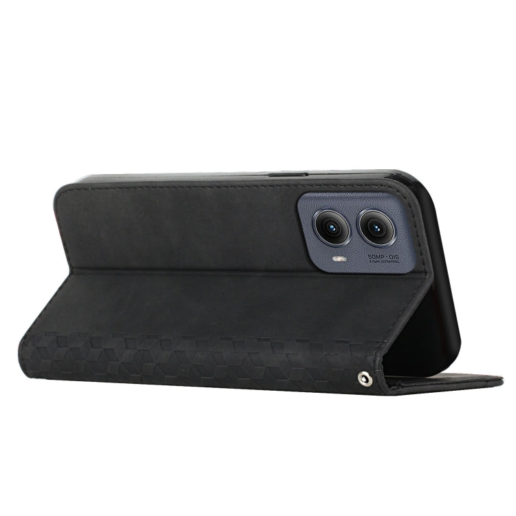 For Motorola Edge 2024 Diamond Splicing Skin Feel Magnetic Leather Phone Case(Black)