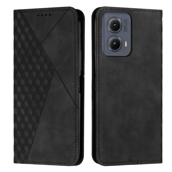 For Motorola Edge 2024 Diamond Splicing Skin Feel Magnetic Leather Phone Case(Black)