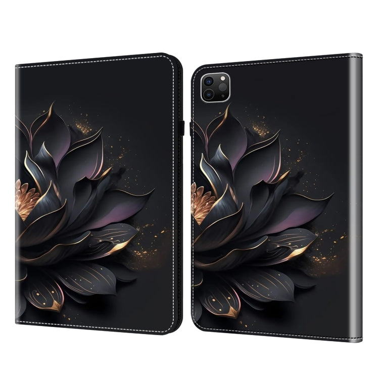 For iPad Air 11 2024 / Pro 11 2022 Crystal Texture Painted Leather Tablet Case(Purple Lotus)