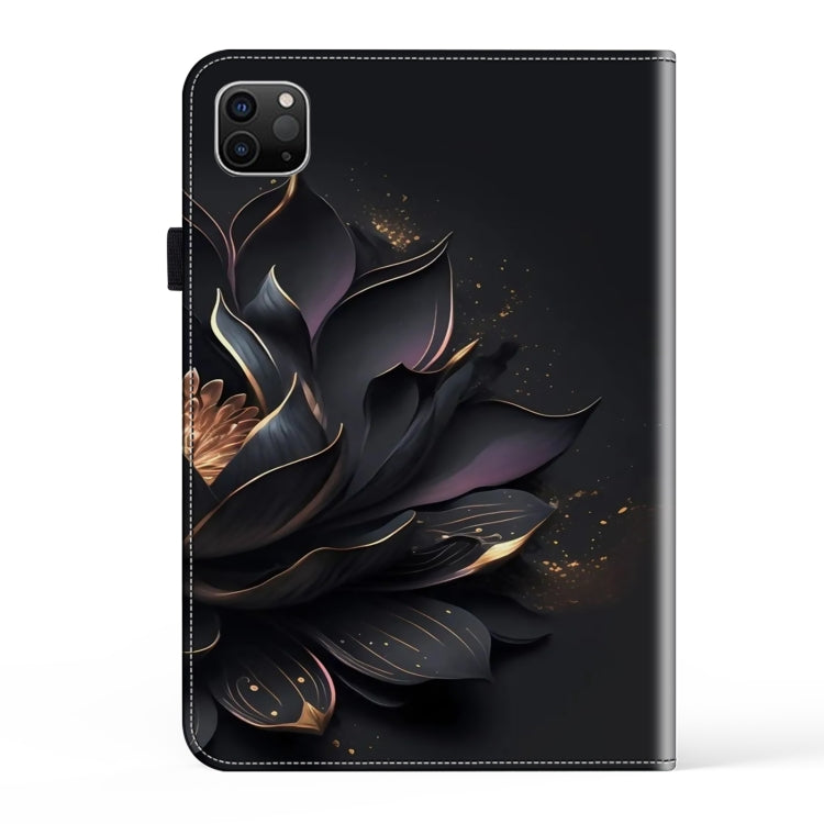 For iPad Air 11 2024 / Pro 11 2022 Crystal Texture Painted Leather Tablet Case(Purple Lotus)