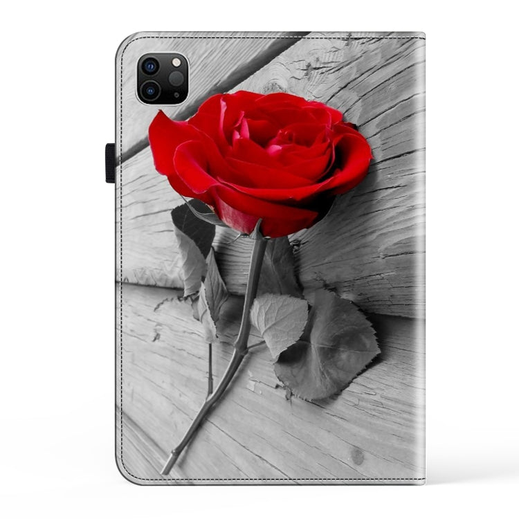 For iPad Air 13 2024 / Pro 12.9 2022 Crystal Texture Painted Leather Tablet Case(Rose)