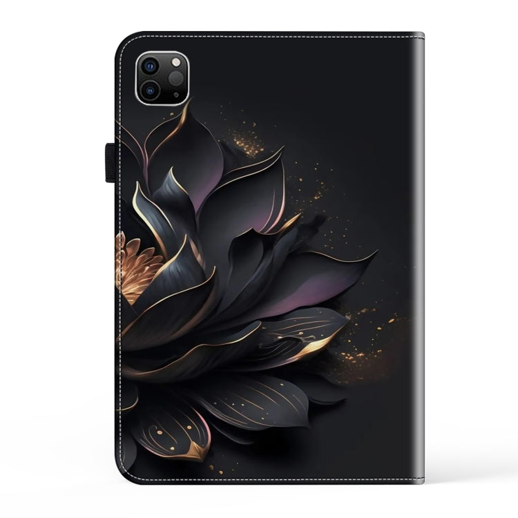 For iPad Air 13 2024 / Pro 12.9 2022 Crystal Texture Painted Leather Tablet Case(Purple Lotus)