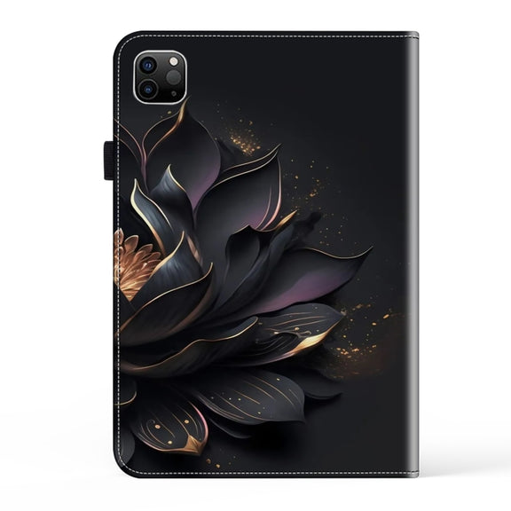 For iPad Air 13 2024 / Pro 12.9 2022 Crystal Texture Painted Leather Tablet Case(Purple Lotus)