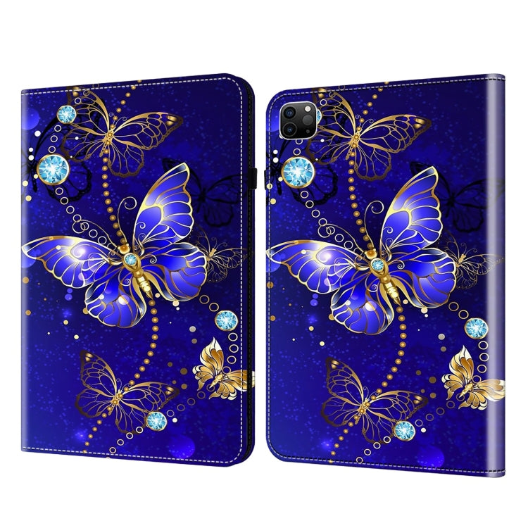 For iPad Air 13 2024 / Pro 12.9 2022 Crystal Texture Painted Leather Tablet Case(Diamond Butterflies)