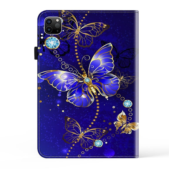 For iPad Air 13 2024 / Pro 12.9 2022 Crystal Texture Painted Leather Tablet Case(Diamond Butterflies)