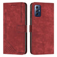 For Motorola Moto G Play 2024 Skin Feel Stripe Pattern Leather Phone Case with Lanyard(Red) - Motorola Cases by PMC Jewellery | Online Shopping South Africa | PMC Jewellery | Buy Now Pay Later Mobicred