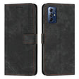 For Motorola Moto G Play 2024 Skin Feel Stripe Pattern Leather Phone Case with Lanyard(Black) - Motorola Cases by PMC Jewellery | Online Shopping South Africa | PMC Jewellery | Buy Now Pay Later Mobicred