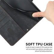 For Motorola Moto G Play 2024 Skin Feel Stripe Pattern Leather Phone Case with Lanyard(Black)