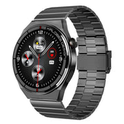 1.3 inch Bamboo Steel Band IP68 Water-resistant Smart Watch Support Bluetooth Call(Black)