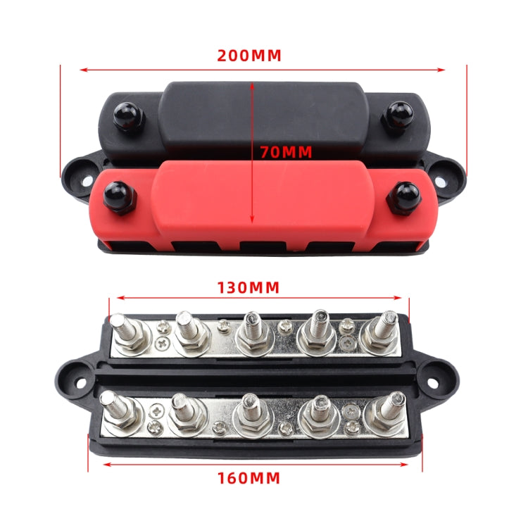 CP-4126 RV / Yacht M8 5-stud Double Row Busbar(Red Black)