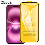 For iPhone 16 Pro 25pcs 9D Full Glue Screen Tempered Glass Film