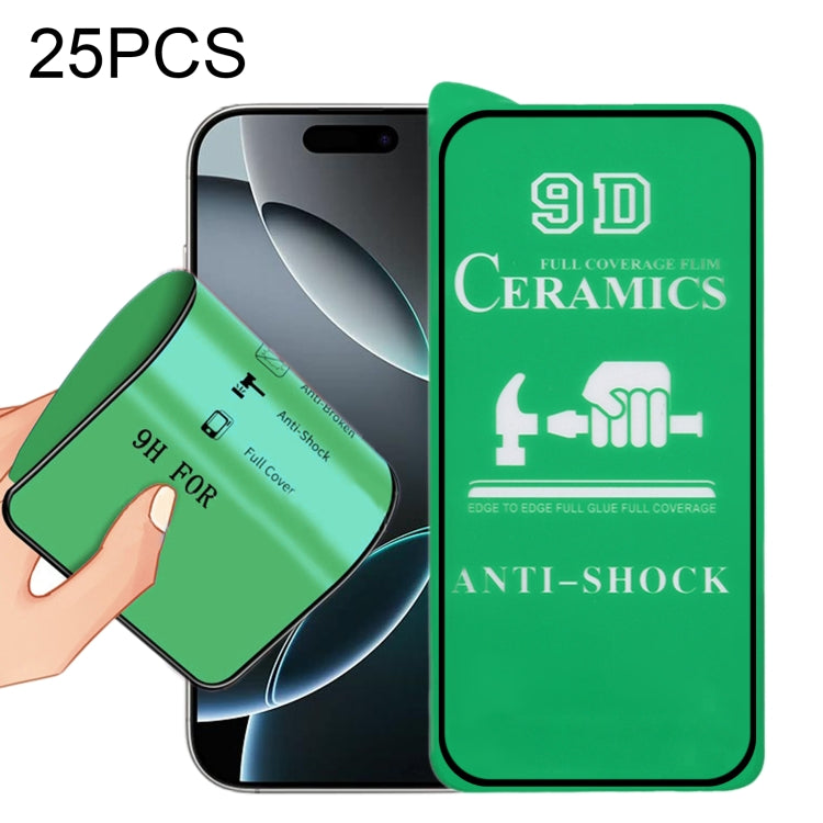 For iPhone 16 Pro 25pcs 9D Full Screen Full Glue Ceramic Film