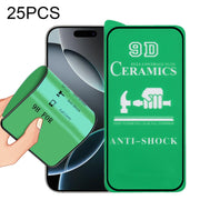 For iPhone 16 Pro 25pcs 9D Full Screen Full Glue Ceramic Film