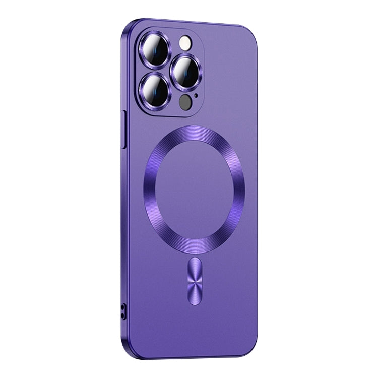 For iPhone 15 Pro Max Liquid Lens Protector Magsafe Phone Case(Dark Purple)