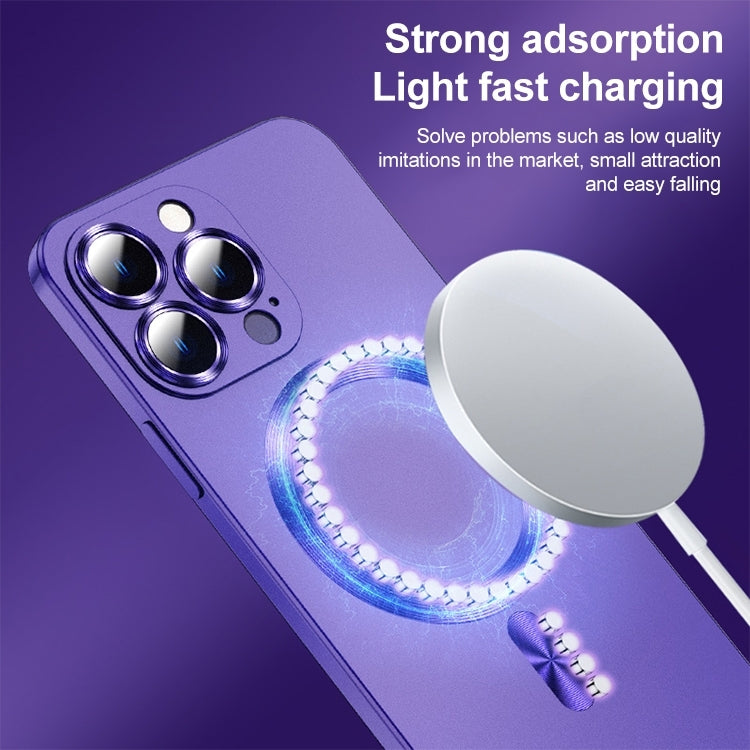 For iPhone 15 Liquid Lens Protector Magsafe Phone Case(Grey)