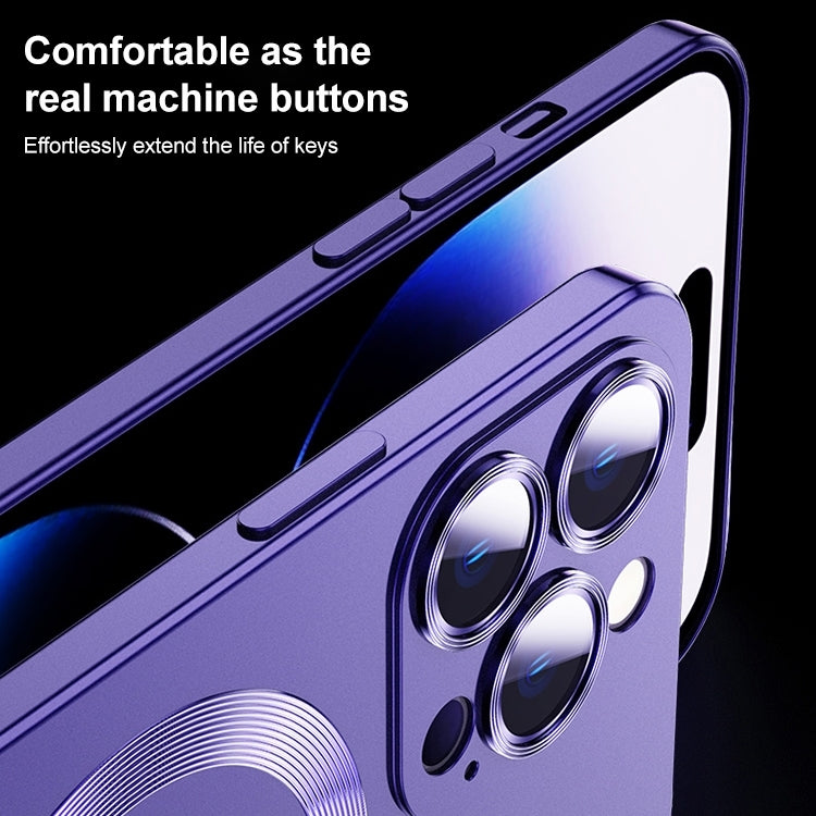 For iPhone 15 Liquid Lens Protector Magsafe Phone Case(Grey)