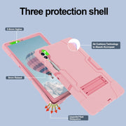For Samsung Galaxy Tab S9+ Contrast Color Silicone PC Tablet Case with Holder(Rose Gold)