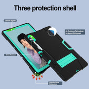 For Samsung Galaxy Tab S9+ Contrast Color Silicone PC Tablet Case with Holder(Black + Mint Green)