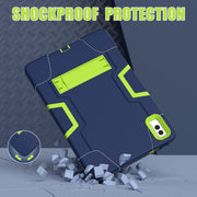 For Lenovo Tab M10 5G 10.6 inch Contrast Color Silicone PC Tablete Case with Holder(Navy Blue + Green)