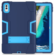 For Lenovo Tab M10 5G 10.6 inch Contrast Color Silicone PC Tablete Case with Holder(Navy Blue + Blue)