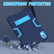For Lenovo Tab M10 5G 10.6 inch Contrast Color Silicone PC Tablete Case with Holder(Navy Blue + Blue)