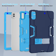 For Lenovo Tab M10 5G 10.6 inch Contrast Color Silicone PC Tablete Case with Holder(Navy Blue + Blue)