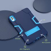 For Lenovo Tab M10 5G 10.6 inch Contrast Color Silicone PC Tablete Case with Holder(Navy Blue + Blue)