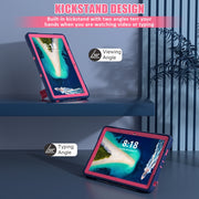 For Lenovo Tab M10 5G 10.6 inch Contrast Color Silicone PC Tablete Case with Holder(Navy Blue + Rose Red)