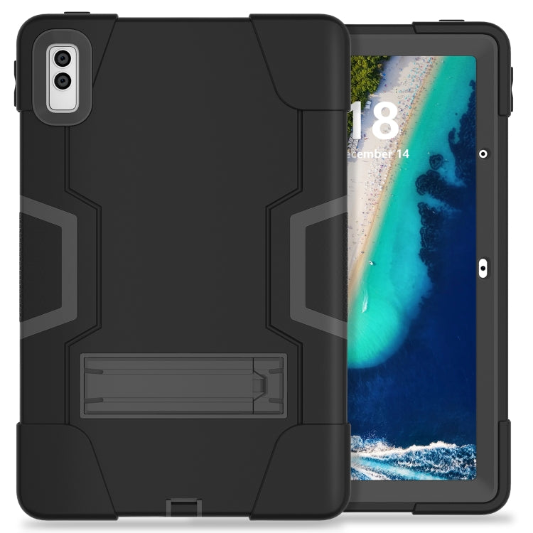 For Lenovo Tab M10 5G 10.6 inch Contrast Color Silicone PC Tablete Case with Holder(Black)