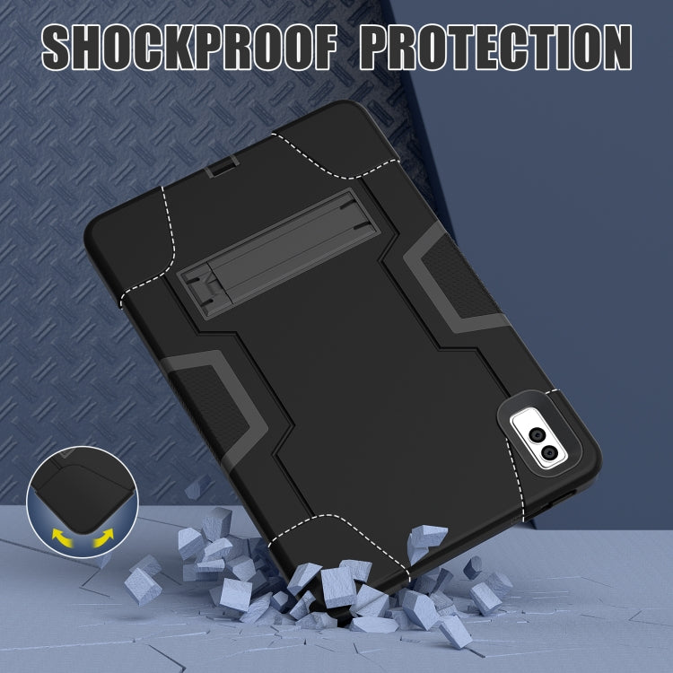 For Lenovo Tab M10 5G 10.6 inch Contrast Color Silicone PC Tablete Case with Holder(Black)
