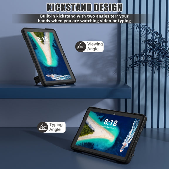 For Lenovo Tab M10 5G 10.6 inch Contrast Color Silicone PC Tablete Case with Holder(Black)