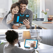 For Lenovo Tab M10 5G 10.6 inch Contrast Color Silicone PC Tablete Case with Holder(Black + Blue)