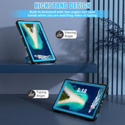 For Lenovo Tab M10 5G 10.6 inch Contrast Color Silicone PC Tablete Case with Holder(Black + Blue)