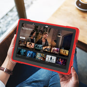 For Lenovo Tab M10 5G 10.6 inch Contrast Color Silicone PC Tablete Case with Holder(Red Black)