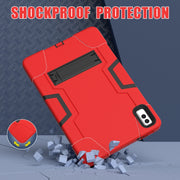For Lenovo Tab M10 5G 10.6 inch Contrast Color Silicone PC Tablete Case with Holder(Red Black)